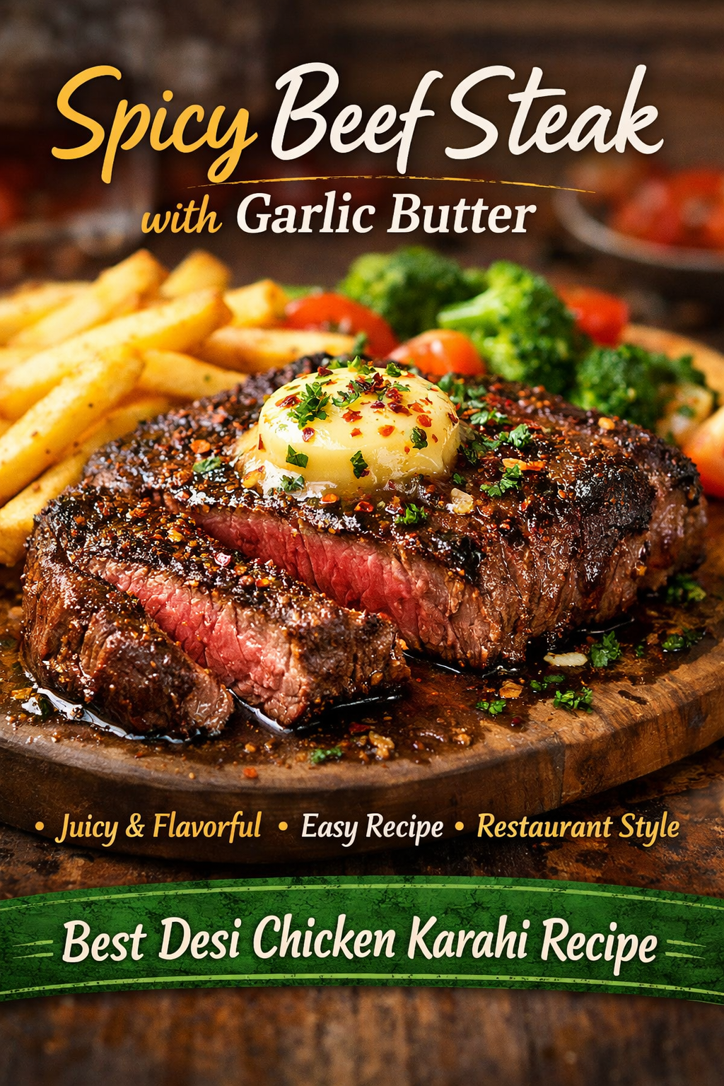 Spicy Beef Steak with Garlic Butter